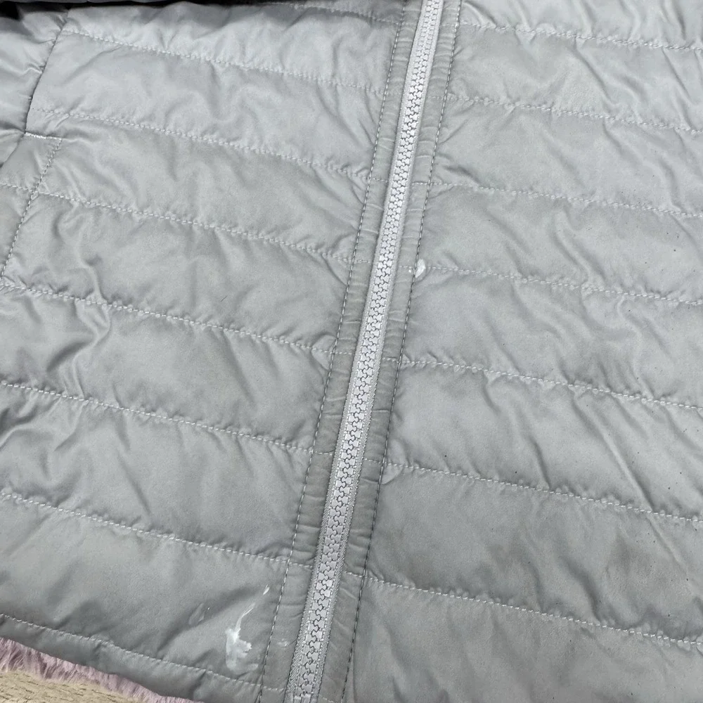 The North Face Gray Pink Puffer Fleece Reversible Jacket Girls Sz L‎ Outdoor